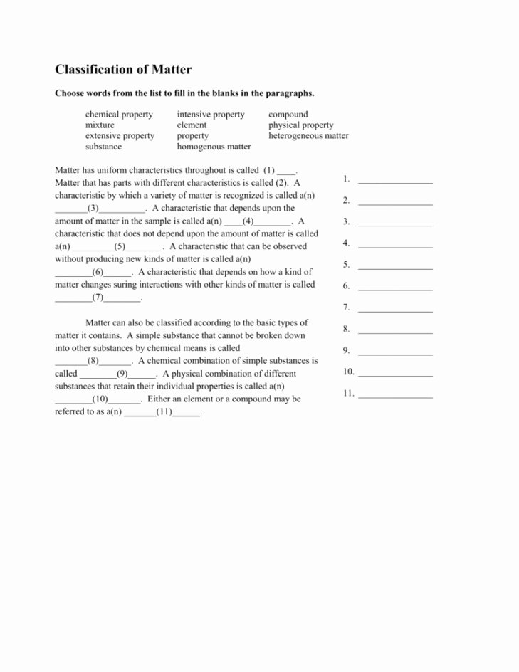 Properties Of Matter Worksheet Answers Lovely Phase Change Worksheet Answers