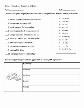Properties Of Matter Worksheet Answers Unique Properties Of Matter Worksheet by Kristine orquillo