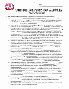 Properties Of Matter Worksheet Pdf Fresh Properties Of Matter Review Worksheet Editable by