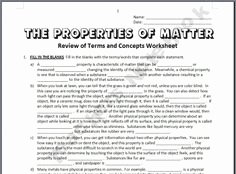 Properties Of Matter Worksheet Pdf Lovely the Properties Of Matter Review Worksheet From Tangstar