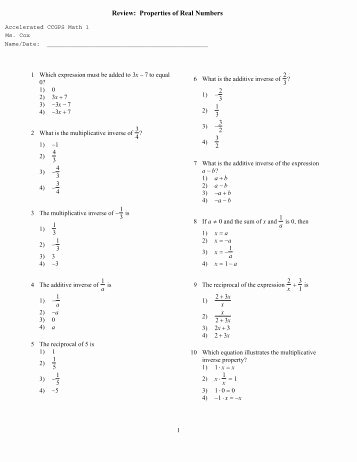 Properties Of Numbers Worksheet Elegant Properties Of Real Numbers Especially Distributive
