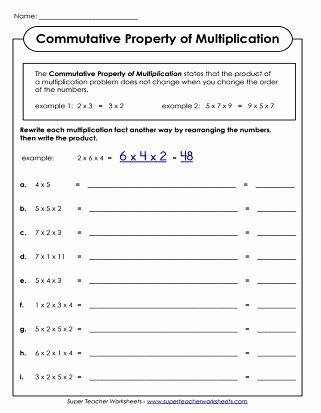 Properties Of Numbers Worksheet Fresh Properties Of Multiplication Worksheets