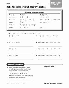 Properties Of Numbers Worksheet Inspirational Rational Numbers and their Properties Homework 22 3