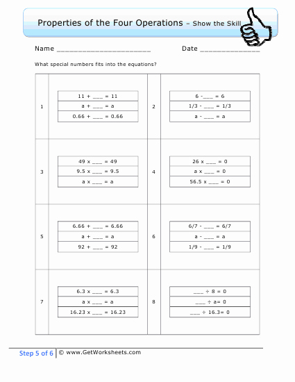 Properties Of Operations Worksheet Beautiful Seventh Grade Step 5 Example