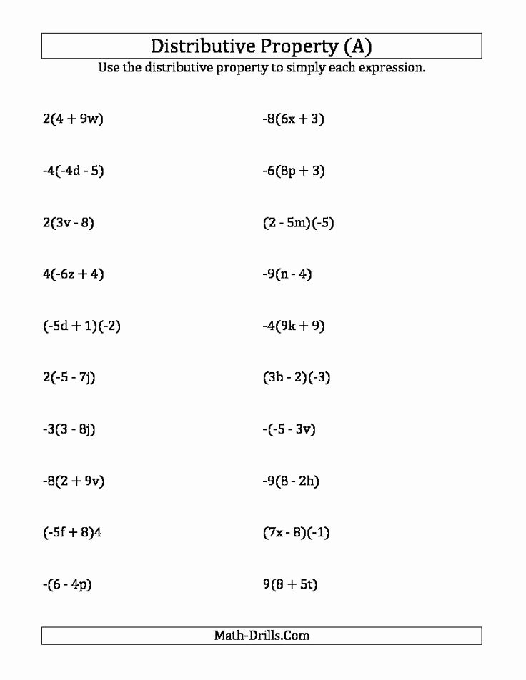 Properties Of Operations Worksheet New Distributive Property Worksheets Google Search