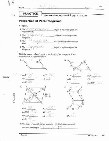 Properties Of Parallelograms Worksheet Awesome Properties Parallelograms Worksheet