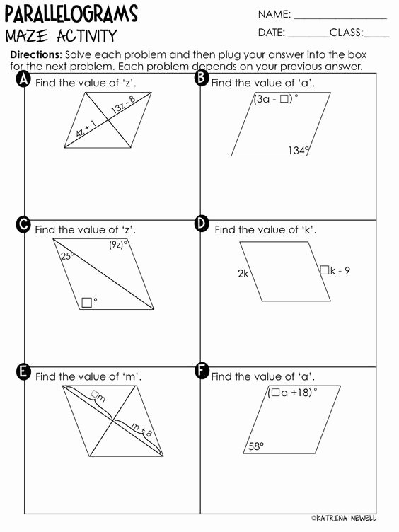 Properties Of Parallelograms Worksheet Awesome Quadrilaterals Properties Of Parallelograms