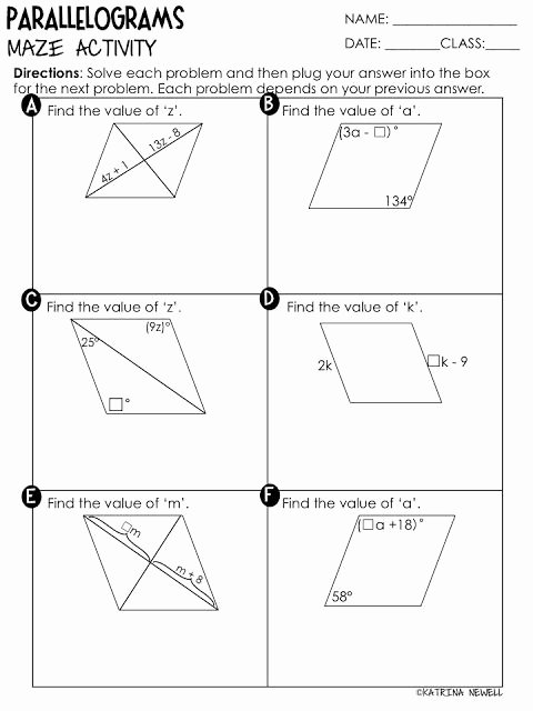Properties Of Parallelograms Worksheet Lovely Quadrilaterals Properties Of Parallelograms
