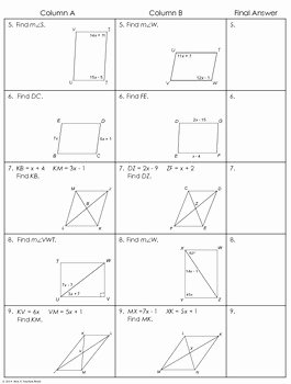 Properties Of Parallelograms Worksheet New Parallelograms Partner Worksheet by Mrs E Teaches Math