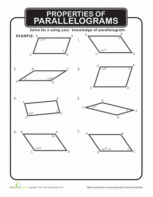Properties Of Parallelograms Worksheet Unique Properties Of Parallelograms Worksheet