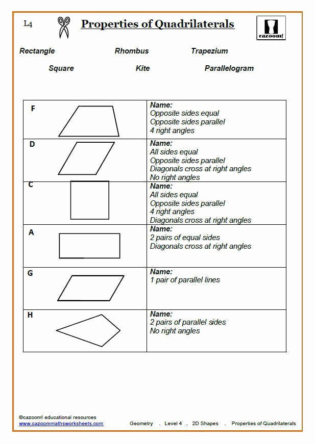 Properties Of Quadrilateral Worksheet Awesome Properties Quadrilaterals Worksheet