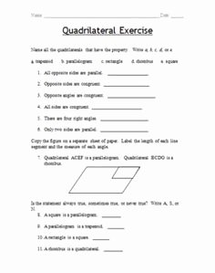 Properties Of Quadrilateral Worksheet Best Of Naming Quadrilaterals Math Geometry