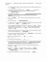 Nature of Molecules and Water properties Worksheet 1 Answer Key