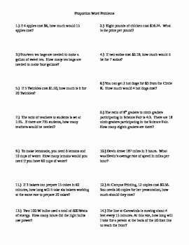 Proportion Word Problems Worksheet Fresh Ratio and Proportion Word Problem Worksheet by Kwrf