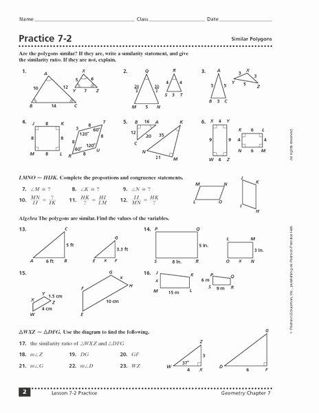Proportions and Similar Figures Worksheet New Lesson 9 Homework Practice Similar Figures Answers