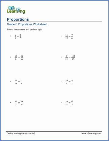 Proportions Worksheet 6th Grade Luxury Grade 6 Math Worksheets Simple Proportions