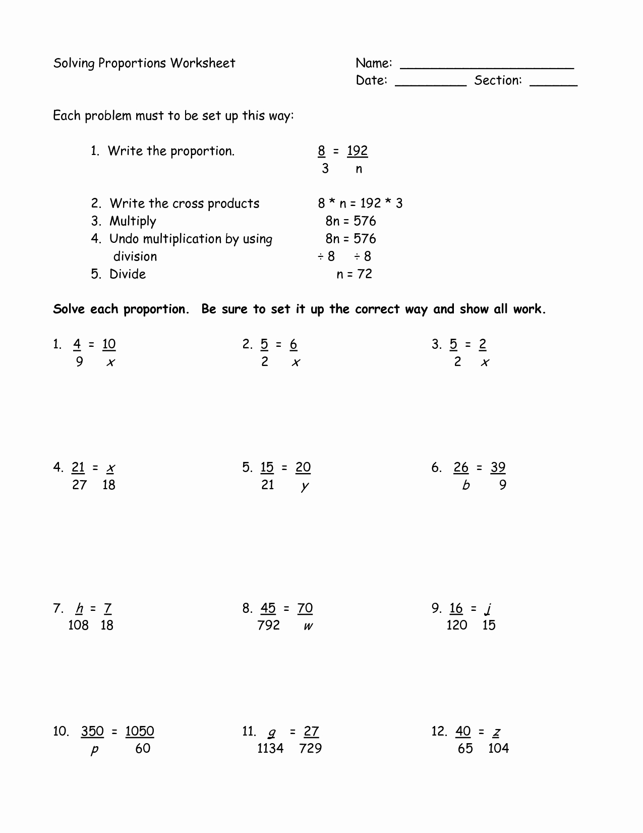 Proportions Worksheet 6th Grade New 7th Grade Worksheet Category Page 4 Worksheeto