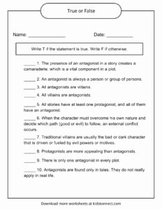 Protagonist and Antagonist Worksheet Awesome Antagonist Examples Definition and Worksheets