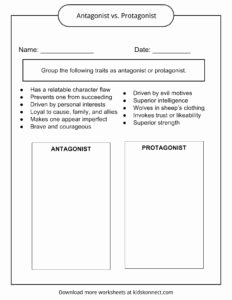 Protagonist and Antagonist Worksheet Beautiful Antagonist Examples Definition and Worksheets