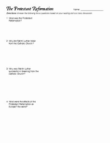 Protestant Reformation Worksheet Answers Inspirational the Protestant Reformation Worksheet for 6th 10th Grade