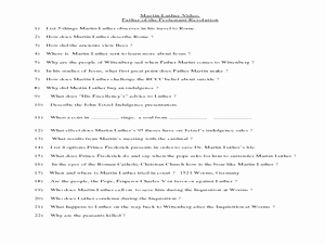 Protestant Reformation Worksheet Answers Unique Martin Luther Reformation Lesson Plans &amp; Worksheets