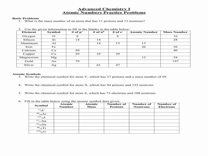 Protons Neutrons and Electrons Worksheet Lovely Protons Neutrons and Electrons Practice Worksheet Answers