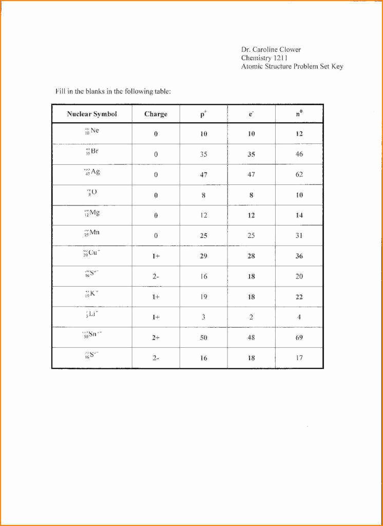 Protons Neutrons and Electrons Worksheet New Protons Neutrons and Electrons Practice Worksheet Answers
