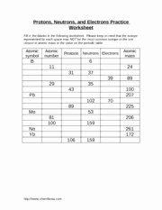Protons Neutrons and Electrons Worksheet New Protons Neutrons and Electrons Practice Worksheet