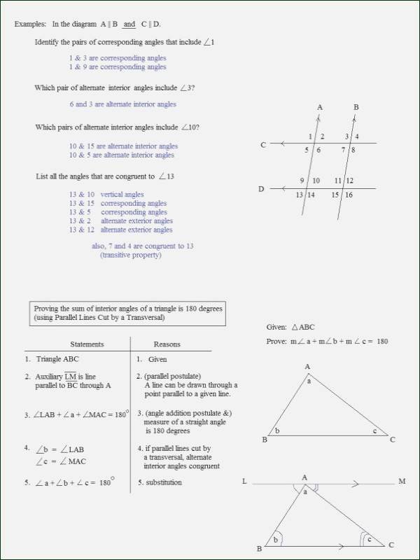 Proving Lines Parallel Worksheet Answers Awesome Parallel Lines Cut by A Transversal Worksheet