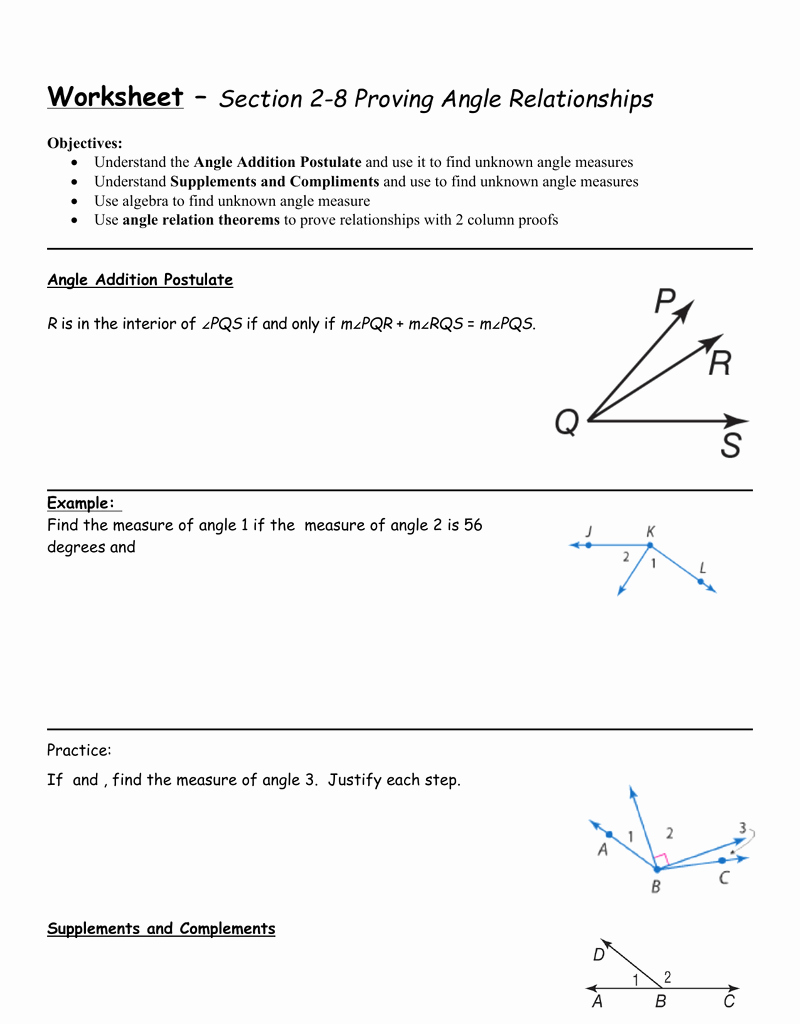 Proving Lines Parallel Worksheet Answers Fresh Angle Pair Relationships Number Line Worksheet Answers In
