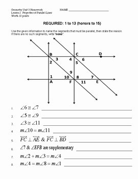 Proving Lines Parallel Worksheet Answers Lovely Unit 3 Lesson 3 Proving Parallel Lines Worksheet
