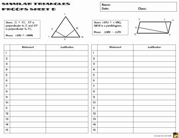 Proving Triangles Similar Worksheet Elegant Similar Triangles Proofs Two Column Proof Practice and