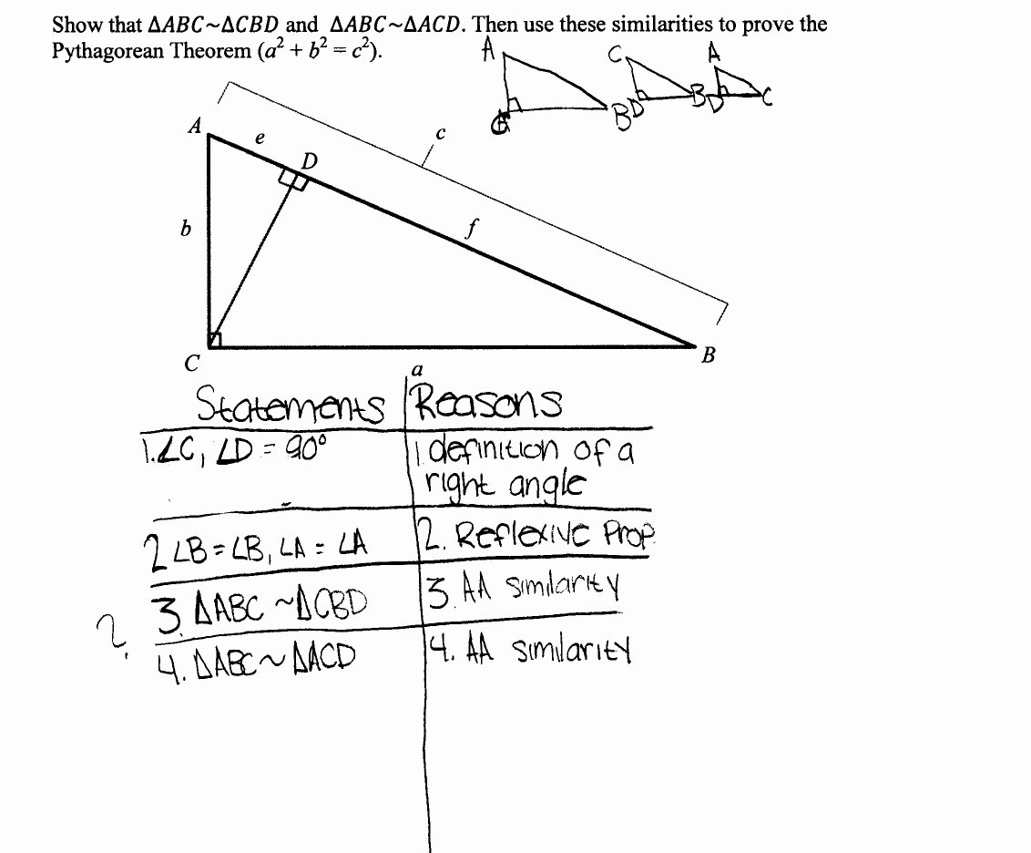 Proving Triangles Similar Worksheet Unique Pythagorean theorem Proof
