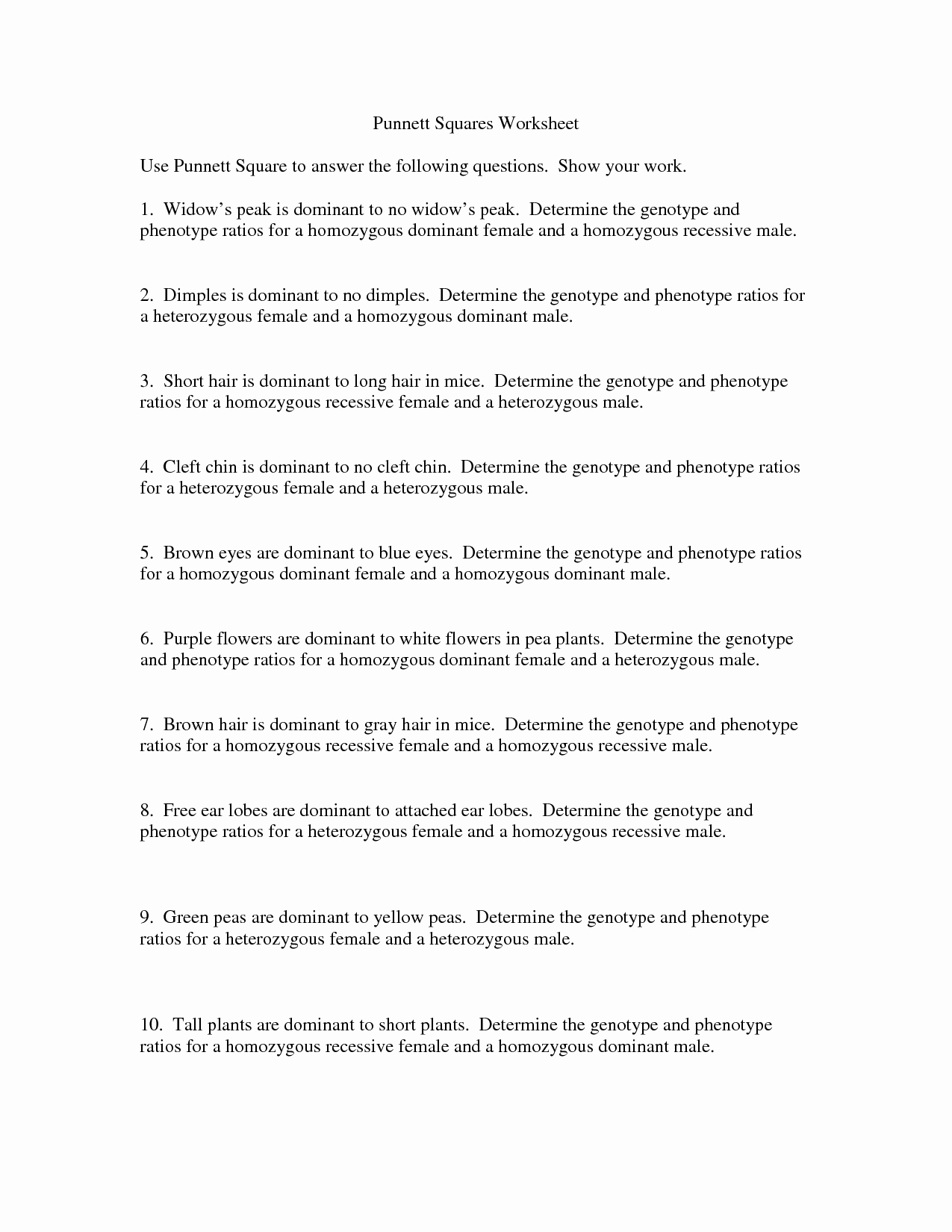 Punnett Square Practice Worksheet Answers Elegant 15 Best Of Punnett Square Worksheet Answer Key