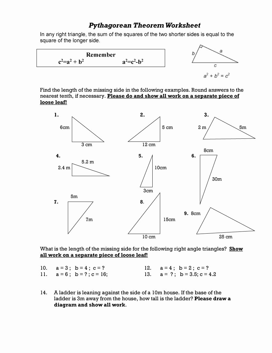 Pythagoras theorem Worksheet Pdf Elegant 48 Pythagorean theorem Worksheet with Answers [word Pdf]