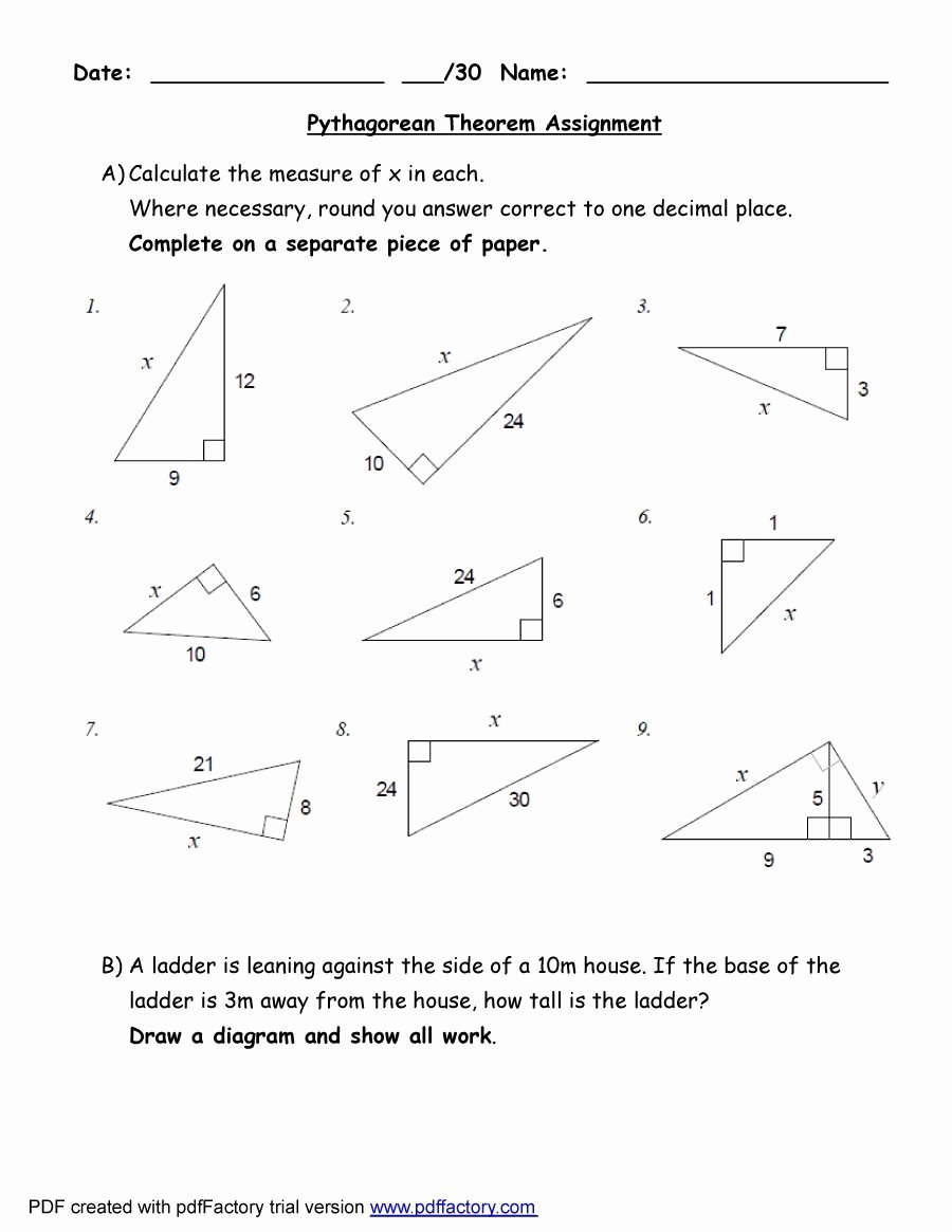 Pythagoras theorem Worksheet Pdf Fresh 48 Pythagorean theorem Worksheet with Answers [word Pdf]