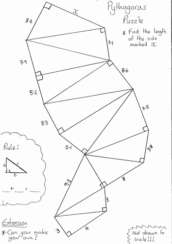 Pythagoras theorem Worksheet Pdf Unique Pythagoras Puzzle Worksheet by Dandavies8 Teaching