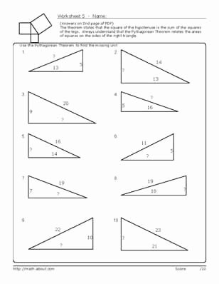 Pythagoras theorem Worksheet Pdf Unique Pythagorean S theorem Worksheets