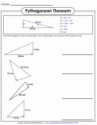 Pythagoras theorem Worksheet with Answers Elegant Pythagorean theorem Worksheet