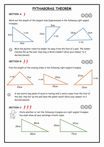 Pythagoras theorem Worksheet with Answers Inspirational Pythagoras Mixed Questions by Timmonsd