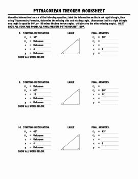 Pythagoras theorem Worksheet with Answers Inspirational Pythagorean theorem &amp; Trigonometry Review Worksheet
