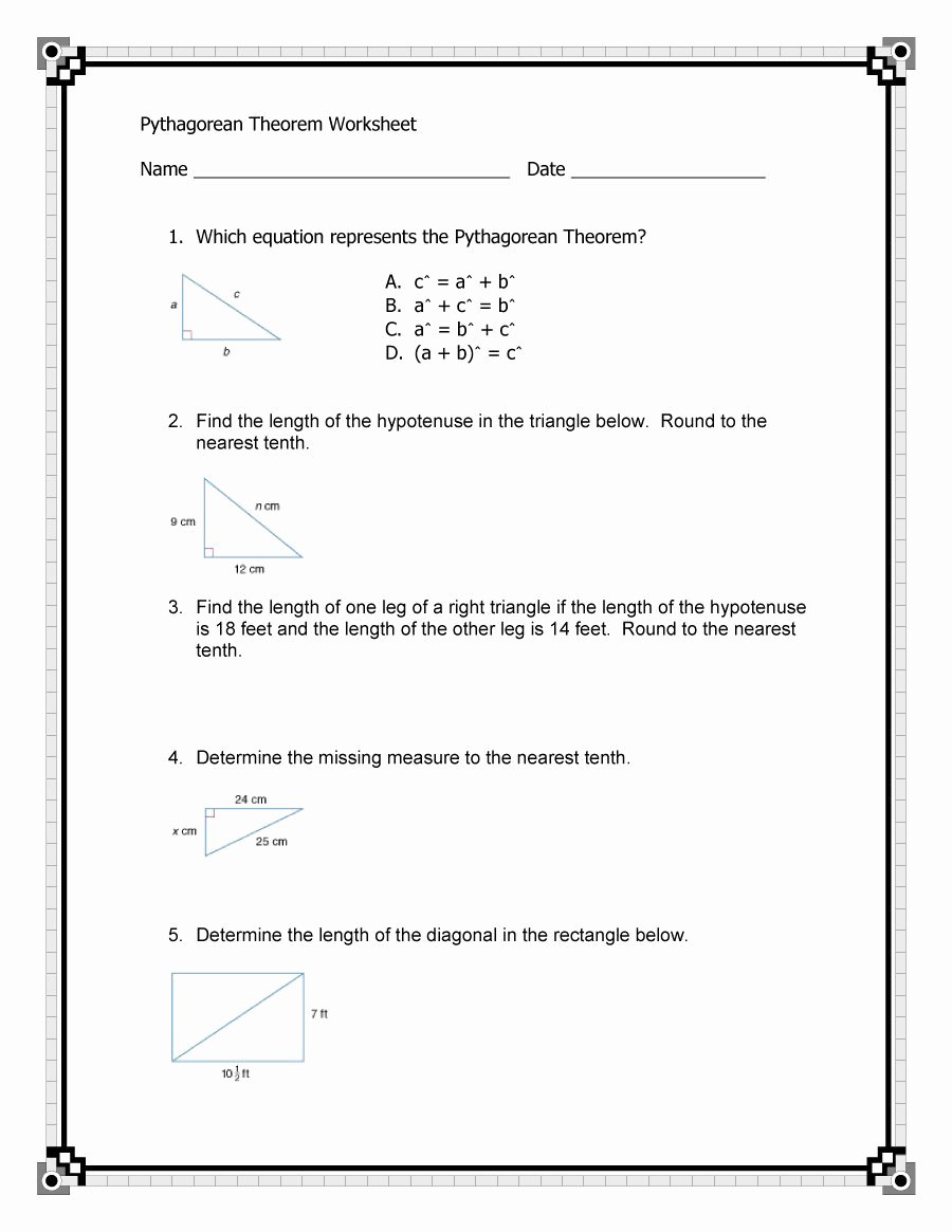 Pythagoras theorem Worksheet with Answers Unique 48 Pythagorean theorem Worksheet with Answers [word Pdf]