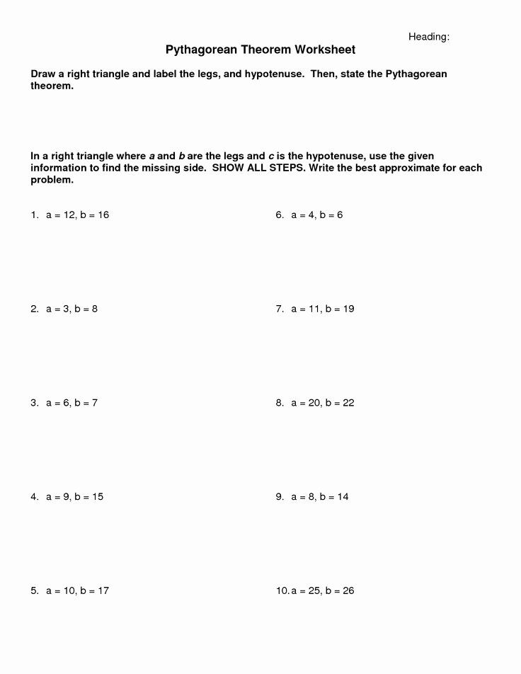 Pythagorean theorem Practice Worksheet Best Of Pythagorean theorem Worksheets