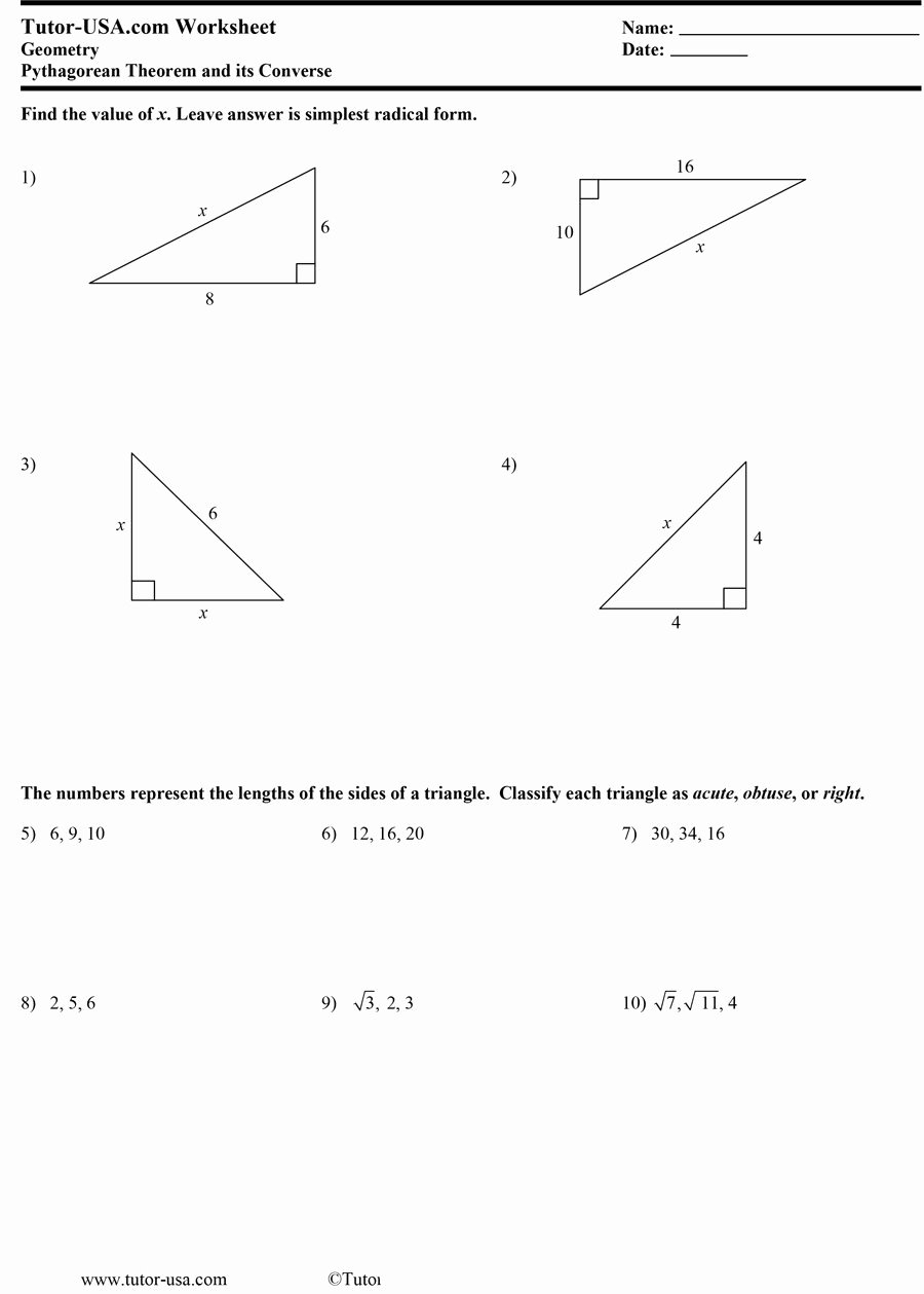 Pythagorean theorem Word Problems Worksheet Elegant 48 Pythagorean theorem Worksheet with Answers [word Pdf]