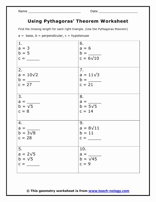 Pythagorean theorem Word Problems Worksheet Unique Pythagorean theorem Worksheet