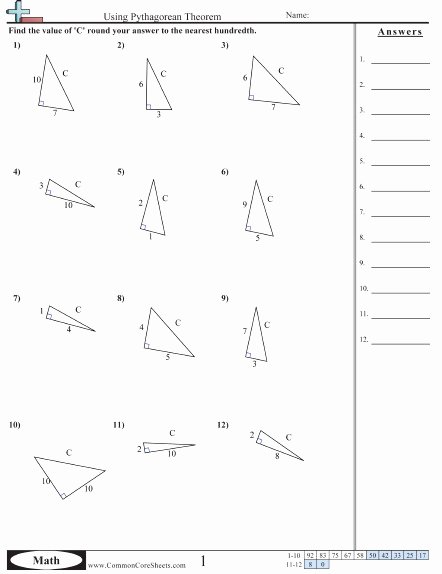 Pythagorean theorem Worksheet 8th Grade Fresh Pythagorean theorem Worksheet Pdf