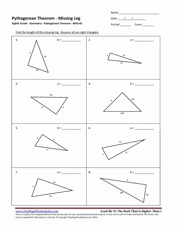 Pythagorean theorem Worksheet 8th Grade Lovely Pythagorean theorem Worksheets 8th Grade