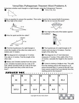 Pythagorean theorem Worksheet Answer Key Beautiful Pythagorean theorem Word Problems for by Magnificent