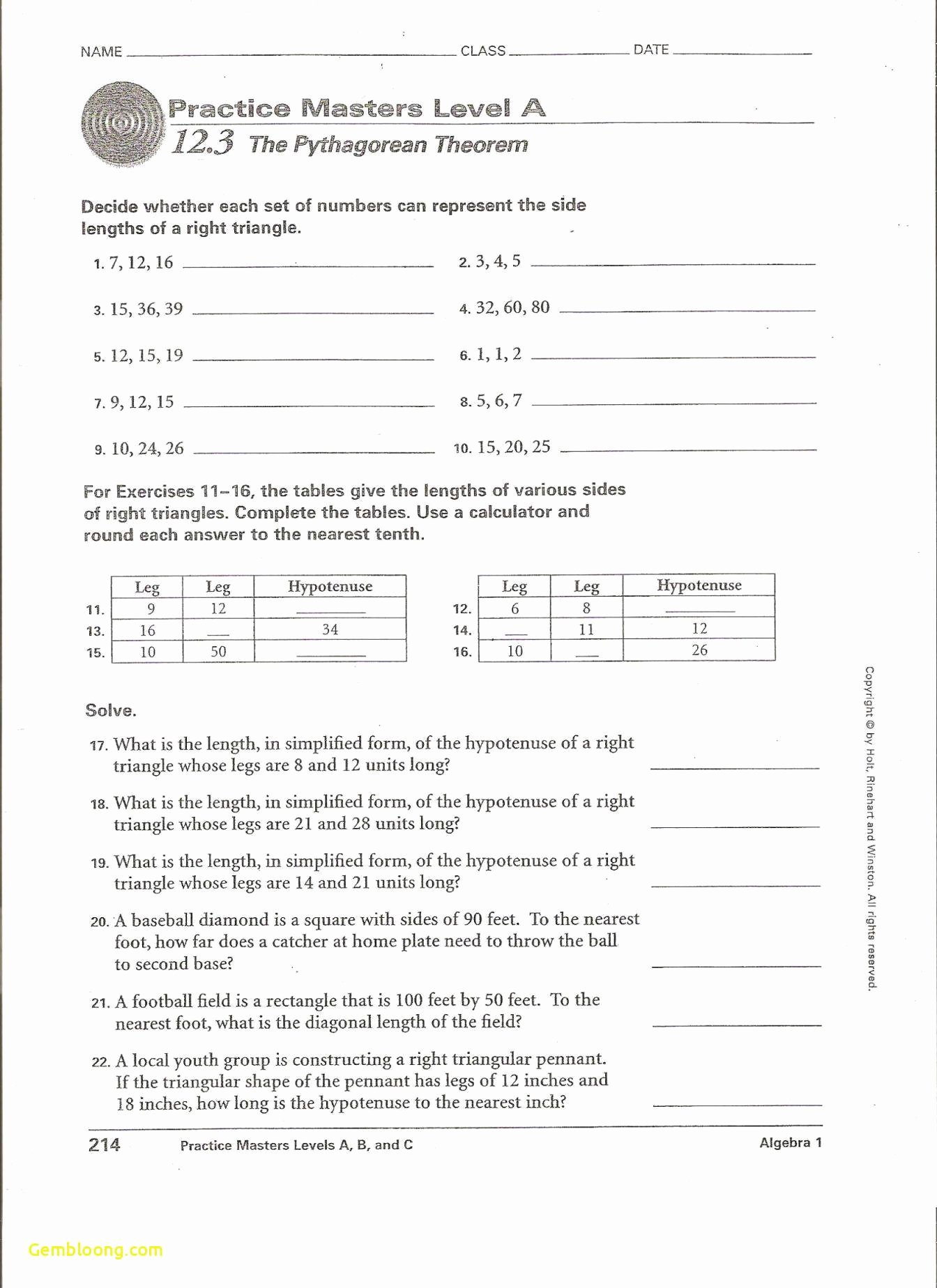 50 Pythagorean Theorem Worksheet Answer Key Chessmuseum Template Library