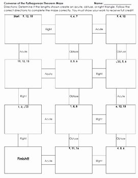Pythagorean theorem Worksheet Answer Key Unique Converse Of the Pythagorean theorem Maze by Mrs L Loves